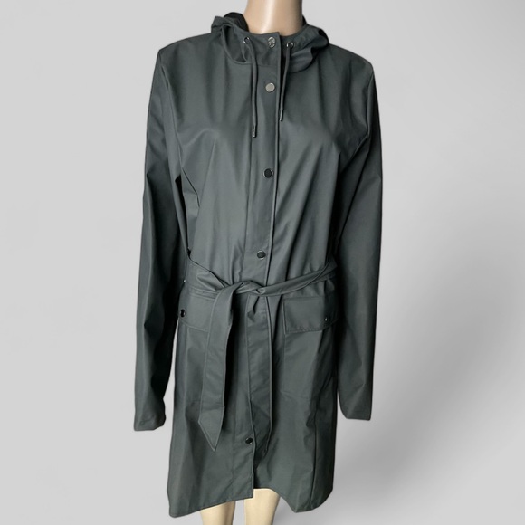 NWT Rains Curve W Rain Jacket in Slate Size Large - Picture 4 of 15